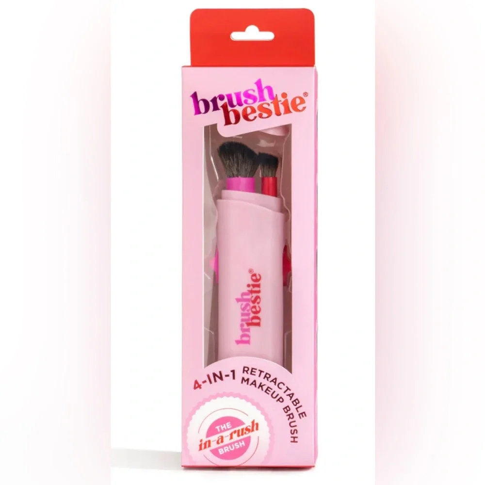 NEW!!! Brush Bestie 4-In-1 Retractable Make-Up Brush in Pink (NWT)